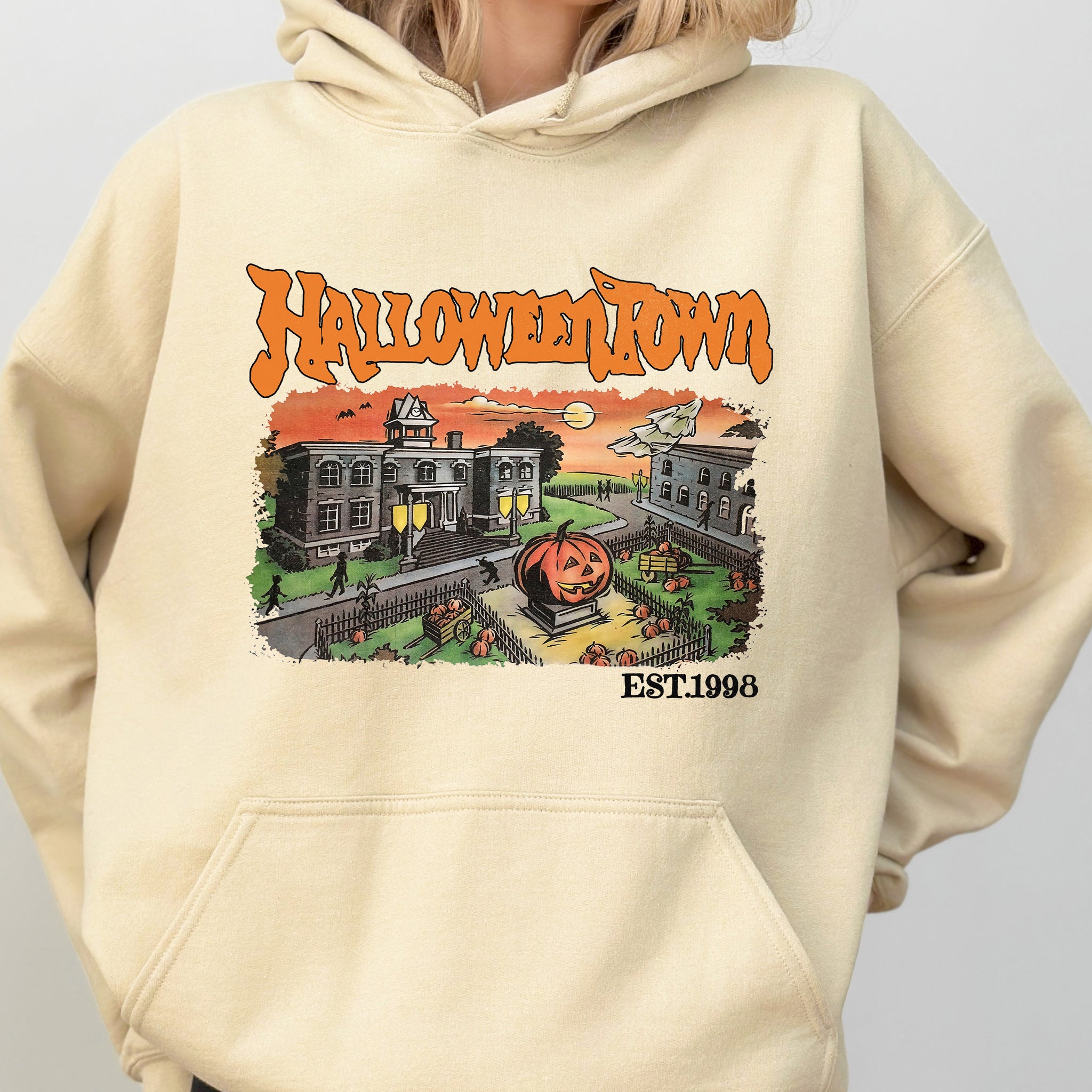 Halloweentown, Horror Movie, Skeleton, Ghost, Witch, Skull, Spooky, Aesthetic, Meme, Halloween, Costume, Hoodie, Hooded Sweatshirt