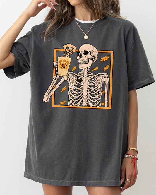 Pumpkin Spice, Coffee, Skeleton, Ghost, Witch, Skull, Spooky, Aesthetic, Meme, Halloween, Costume, Tshirt