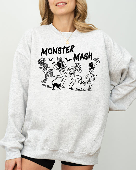 Monster Mash, Skeleton, Ghost, Witch, Skull, Spooky, Aesthetic, Meme, Halloween, Costume Sweatshirt