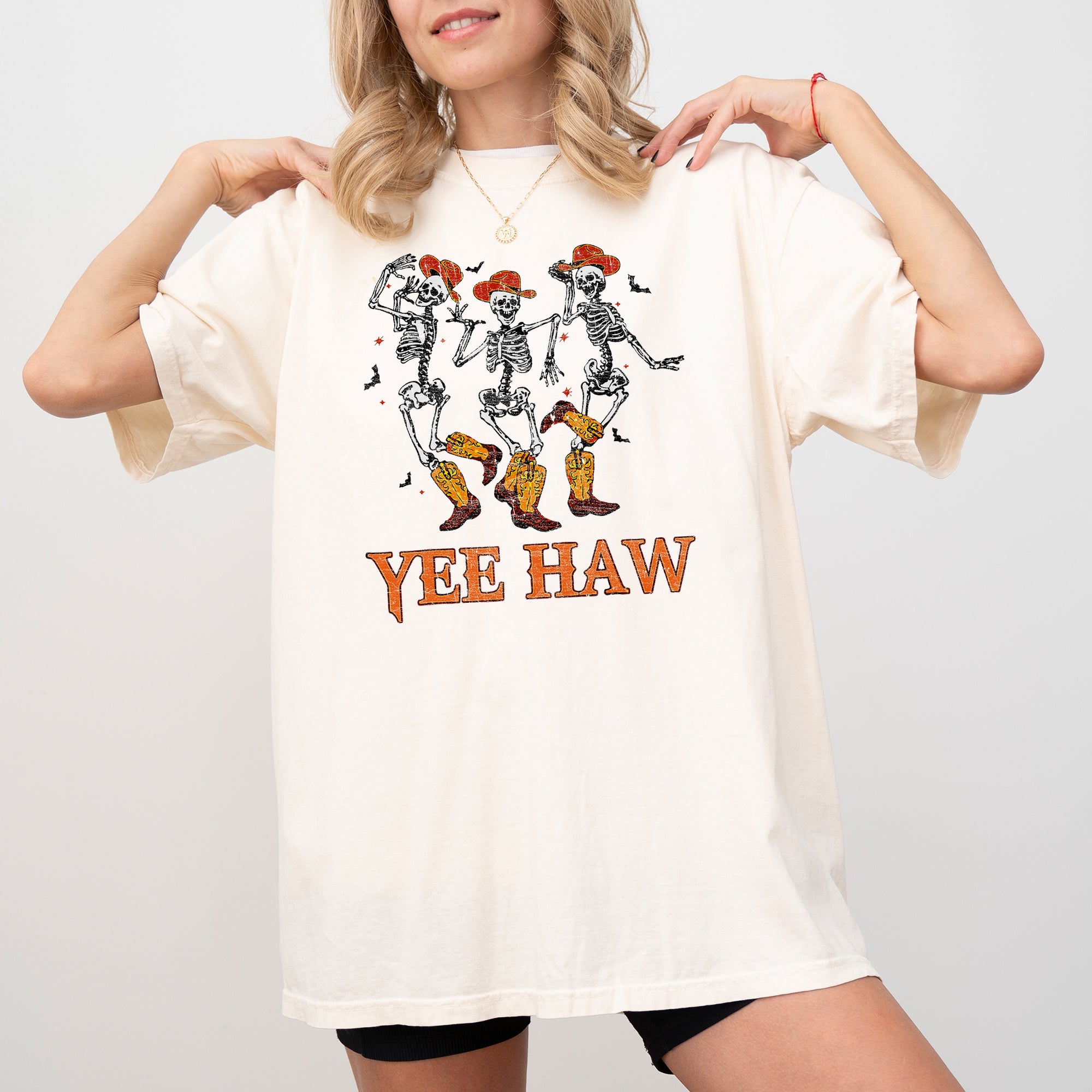 Yee Haw, Western, Cowboy, Skeleton, Ghost, Witch, Skull, Spooky, Aesthetic, Meme, Halloween, Costume, Tshirt Comfort Colors T-Shirt