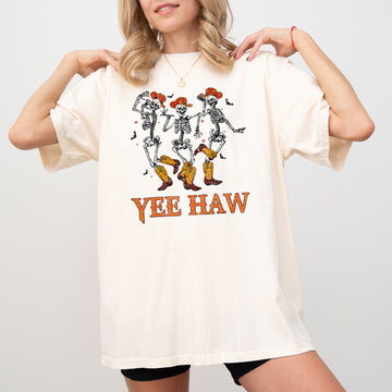 Yee Haw, Western, Cowboy, Skeleton, Ghost, Witch, Skull, Spooky, Aesthetic, Meme, Halloween, Costume, Tshirt Comfort Colors T-Shirt