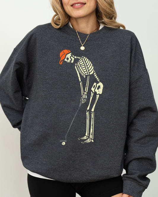 Golf Player, Skeleton, Ghost, Witch, Skull, Spooky, Aesthetic, Meme, Halloween, Costume Sweatshirt