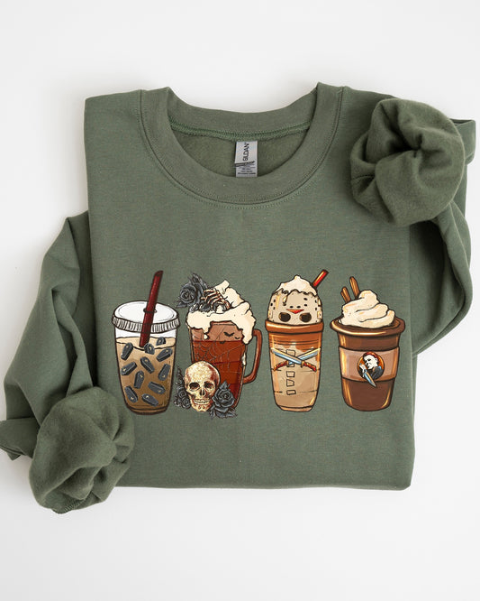 Halloween Coffee, Spooky, Skeleton, Ghost, Witch, Skull, Aesthetic, Meme, Halloween, Costume Sweatshirt