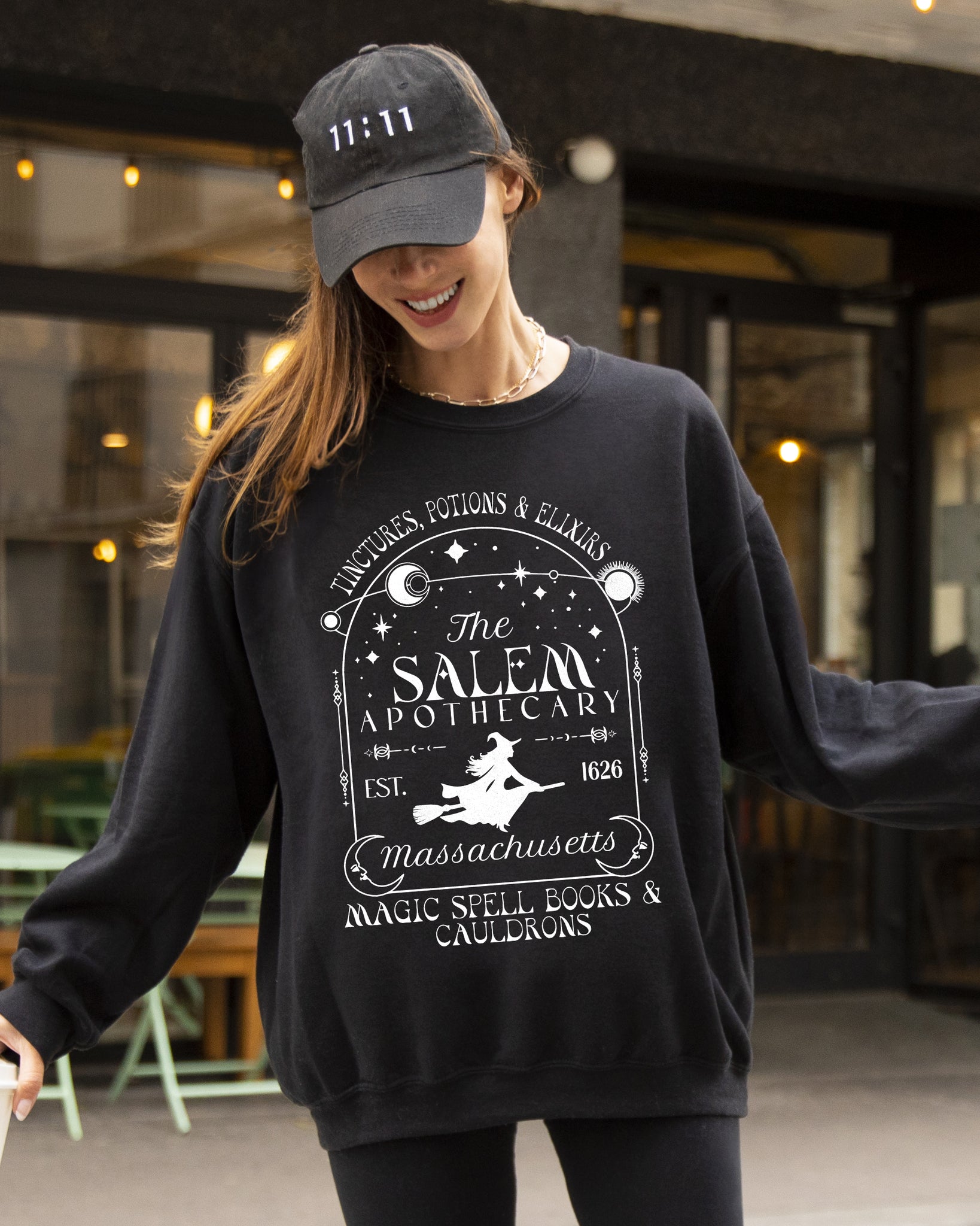 The Salem Apothecary, Spooky, Skeleton, Ghost, Witch, Skull, Aesthetic, Meme, Halloween, Costume Sweatshirt