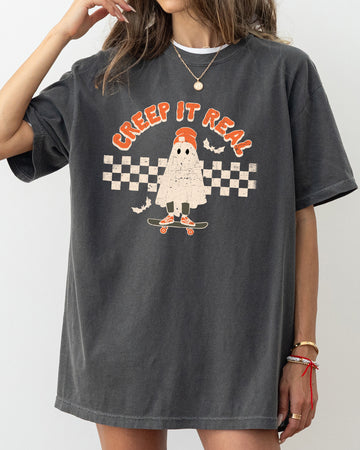 Creep It Real, Ghost, Retro, Spooky, Skeleton, Ghost, Witch, Skull, Aesthetic, Meme, Halloween, Costume, Tshirt Comfort Colors T-Shirt