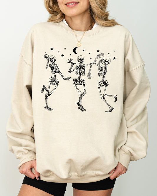 Dancing Skeletons, Stars, Spooky, Ghost, Witch, Skull, Aesthetic, Meme, Halloween, Costume Sweatshirt