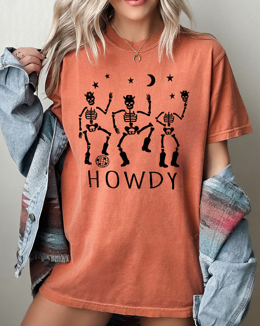 Dancing Skeletons, Howdy, Spooky, Ghost, Witch, Skull, Aesthetic, Meme, Halloween, Costume, Tshirt