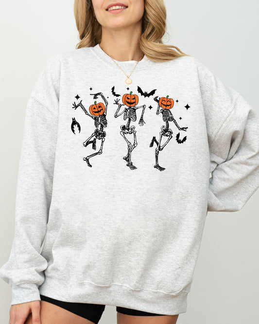 Pumpkin Head Dancing Skeletons, Spooky, Ghost, Witch, Skull, Aesthetic, Meme, Halloween, Costume Sweatshirt