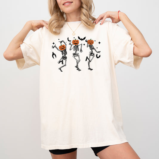 Pumpkin Head Dancing Skeletons, Spooky, Ghost, Witch, Skull, Aesthetic, Meme, Halloween, Costume, Tshirt