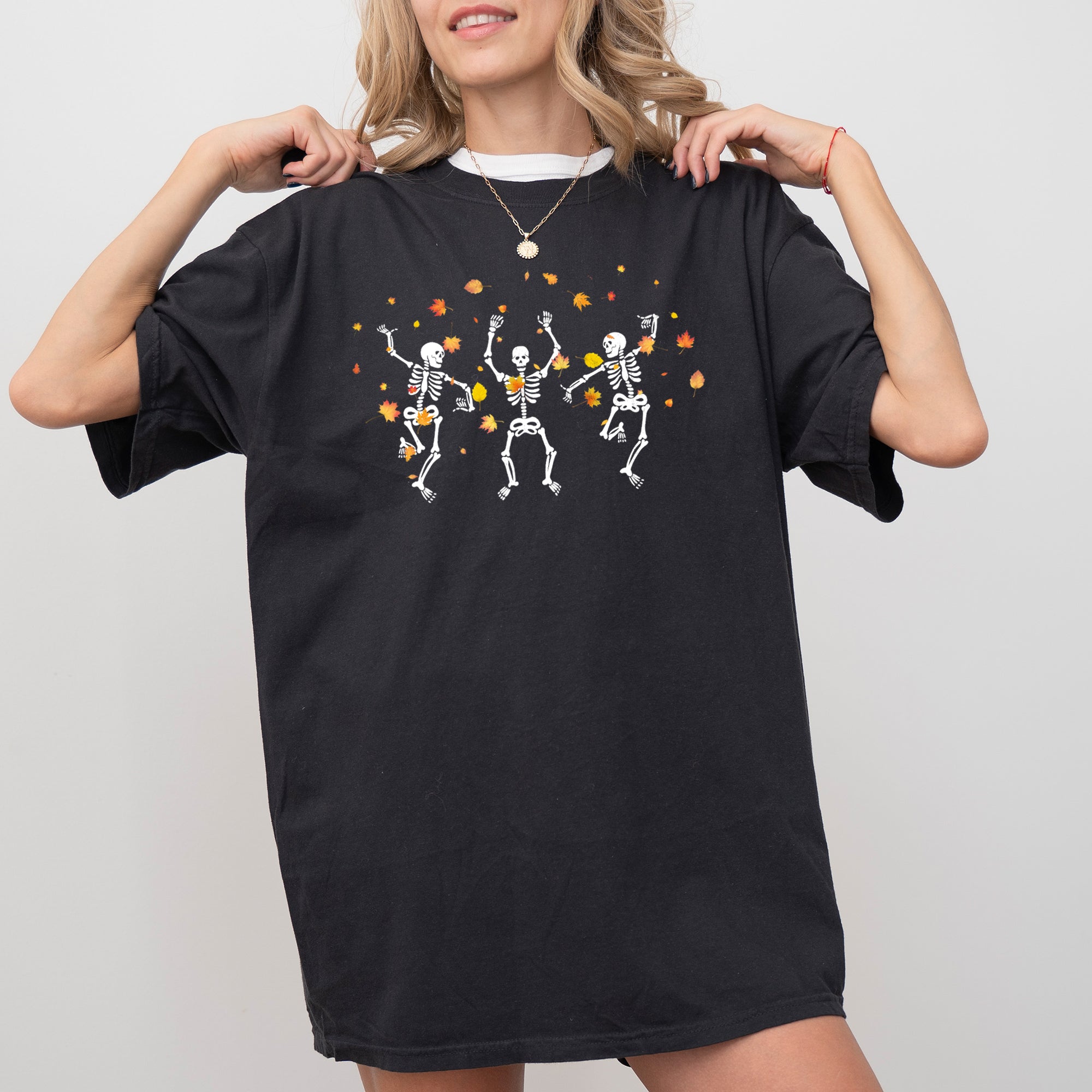 Fall Leaves Dancing, Skeletons, Ghost, Witch, Skull, Aesthetic, Meme, Halloween, Costume, Tshirt Comfort Colors T-Shirt