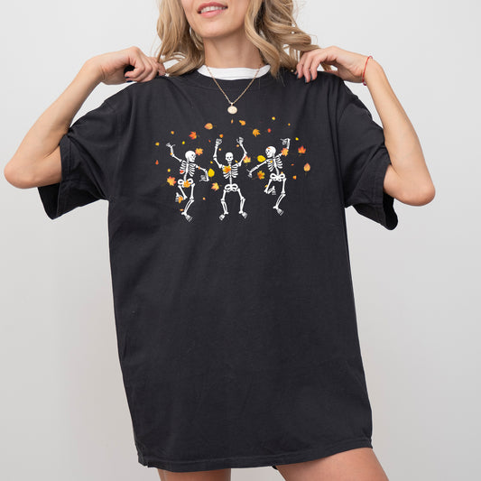 Fall Leaves Dancing, Skeletons, Ghost, Witch, Skull, Aesthetic, Meme, Halloween, Costume, Tshirt