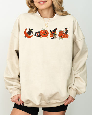 Vintage Pumpkin, Skeleton, Witch, Skull, Spooky, Aesthetic, Meme, Halloween, Costume Sweatshirt