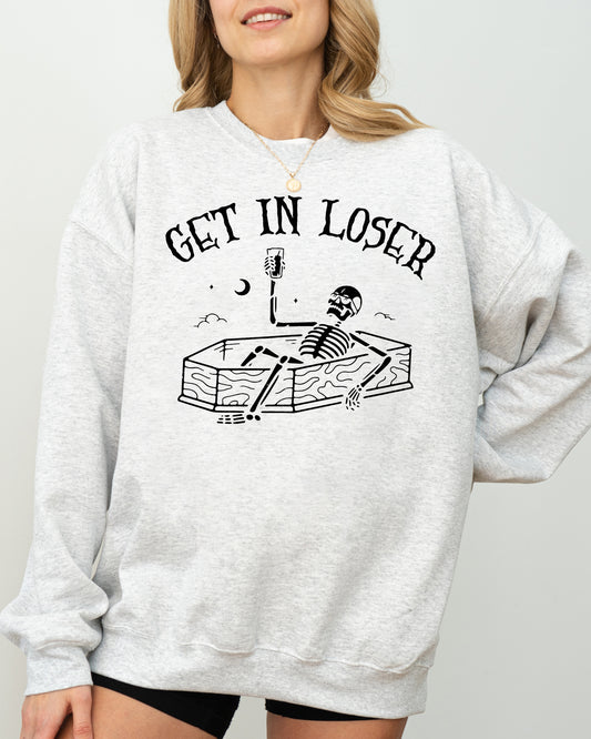 Get In Loser, Skeleton, Witch, Ghost, Skull, Spooky, Aesthetic, Meme, Halloween, Costume Sweatshirt