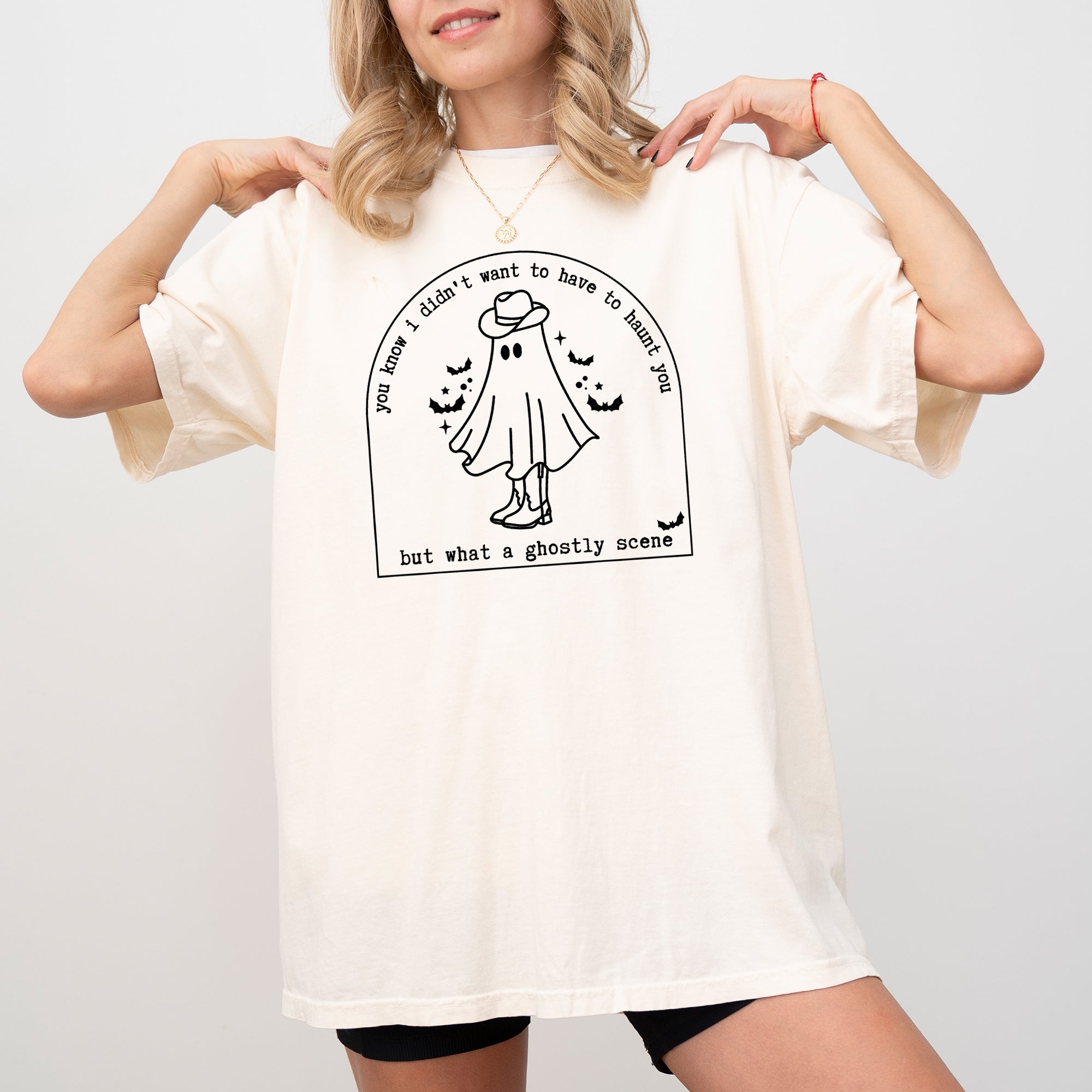 Ghostly Scene, Cute Ghost, Skeleton, Witch, Skull, Spooky, Aesthetic, Meme, Halloween, Costume, Tshirt Comfort Colors T-Shirt