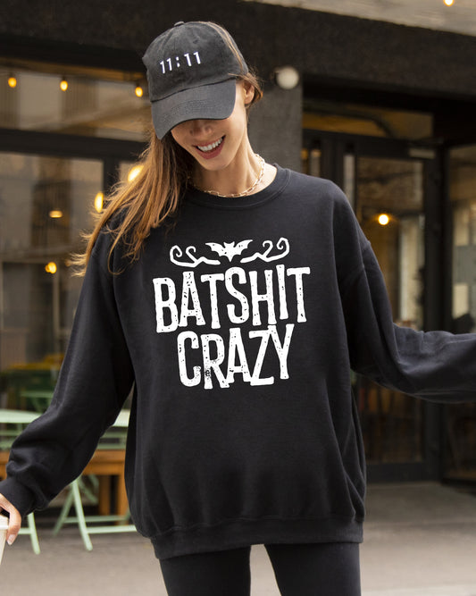 Batshit Crazy, Skeletons, Ghost, Western, Witch, Skull, Aesthetic, Meme, Halloween, Costume Sweatshirt