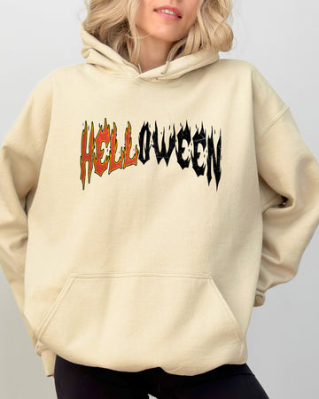 Helloween. Skeleton, Ghost, Western, Witch, Skull, Aesthetic, Meme, Halloween, Costume, Hoodie, Hooded Sweatshirt