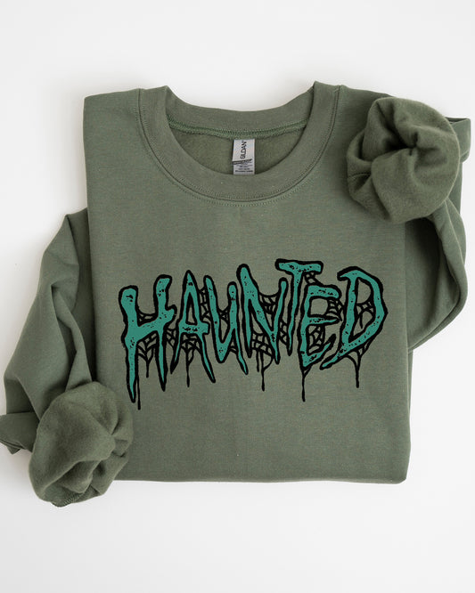 Haunted. Skeleton, Ghost, Western, Witch, Skull, Aesthetic, Meme, Halloween, Costume Sweatshirt