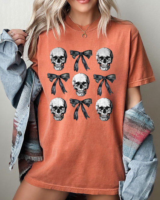 Bows and Skulls, Skeleton, Ghost, Western, Witch, Aesthetic, Meme, Halloween, Costume, Tshirt