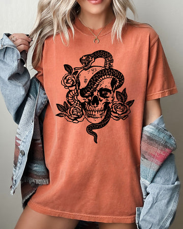 Skull, Roses, Snake, Skeleton, Ghost, Western, Witch, Aesthetic, Meme, Halloween, Costume, Tshirt Comfort Colors T-Shirt