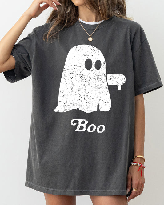 Boo Thumb, Ghost, Spooky, Scary, Skeleton, Skull, Western, Witch, Aesthetic, Meme, Halloween, Costume, Tshirt