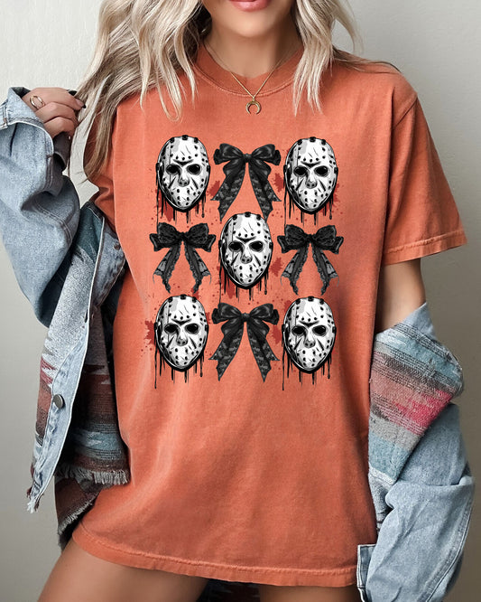 Masks and Bows, Ghost, Spooky, Scary, Skeleton, Skull, Western, Witch, Aesthetic, Meme, Halloween, Costume, Tshirt