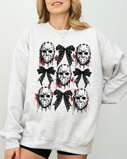 Masks and Bows, Ghost, Spooky, Scary, Skeleton, Skull, Western, Witch, Aesthetic, Meme, Halloween, Costume Sweatshirt