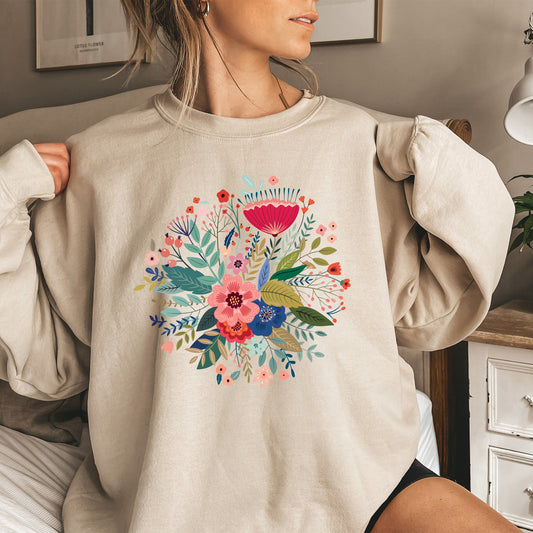 Circular Floral Folk Art Sweatshirt