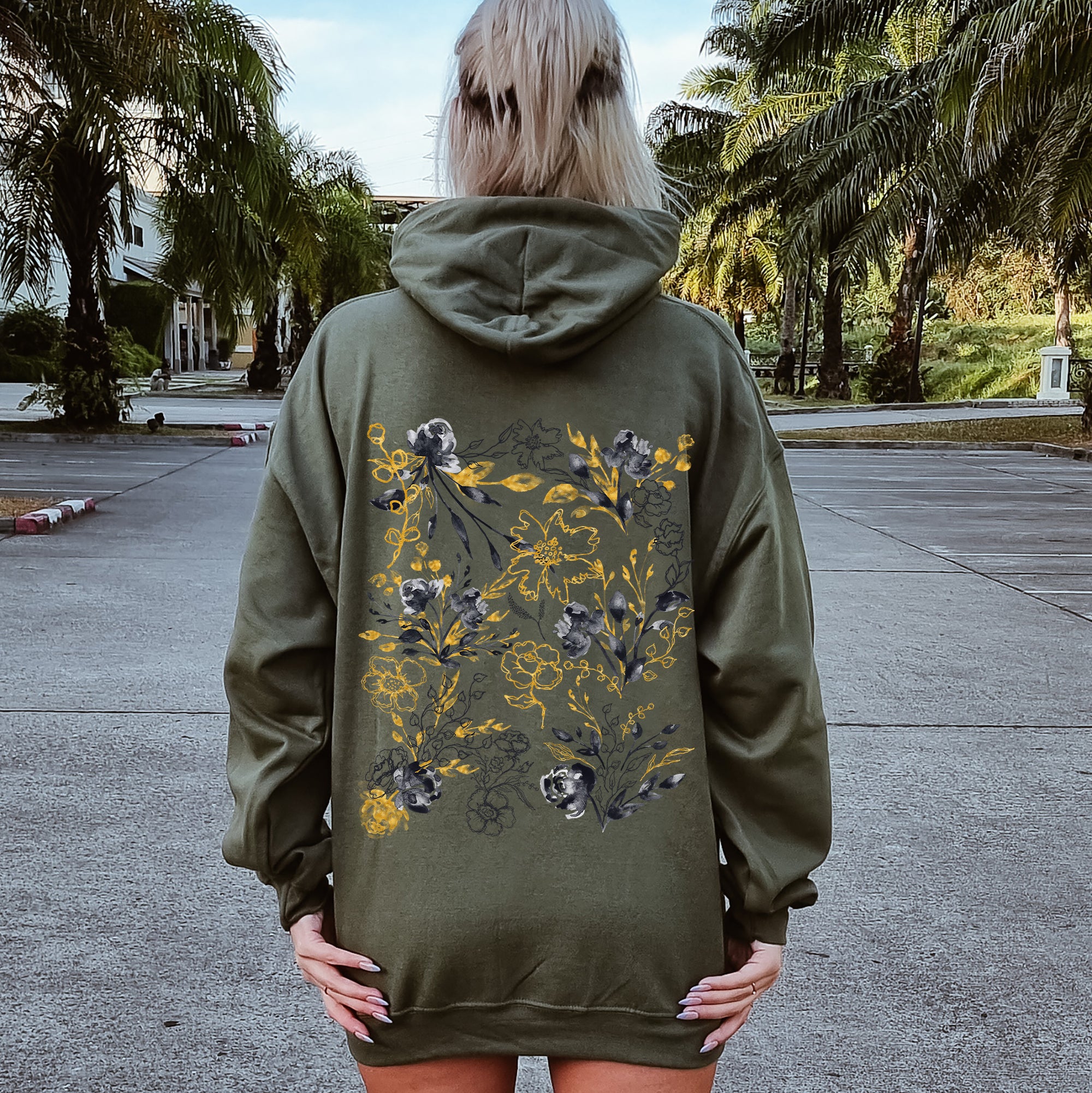 Floral Pattern Botanical Flowers Hoodie