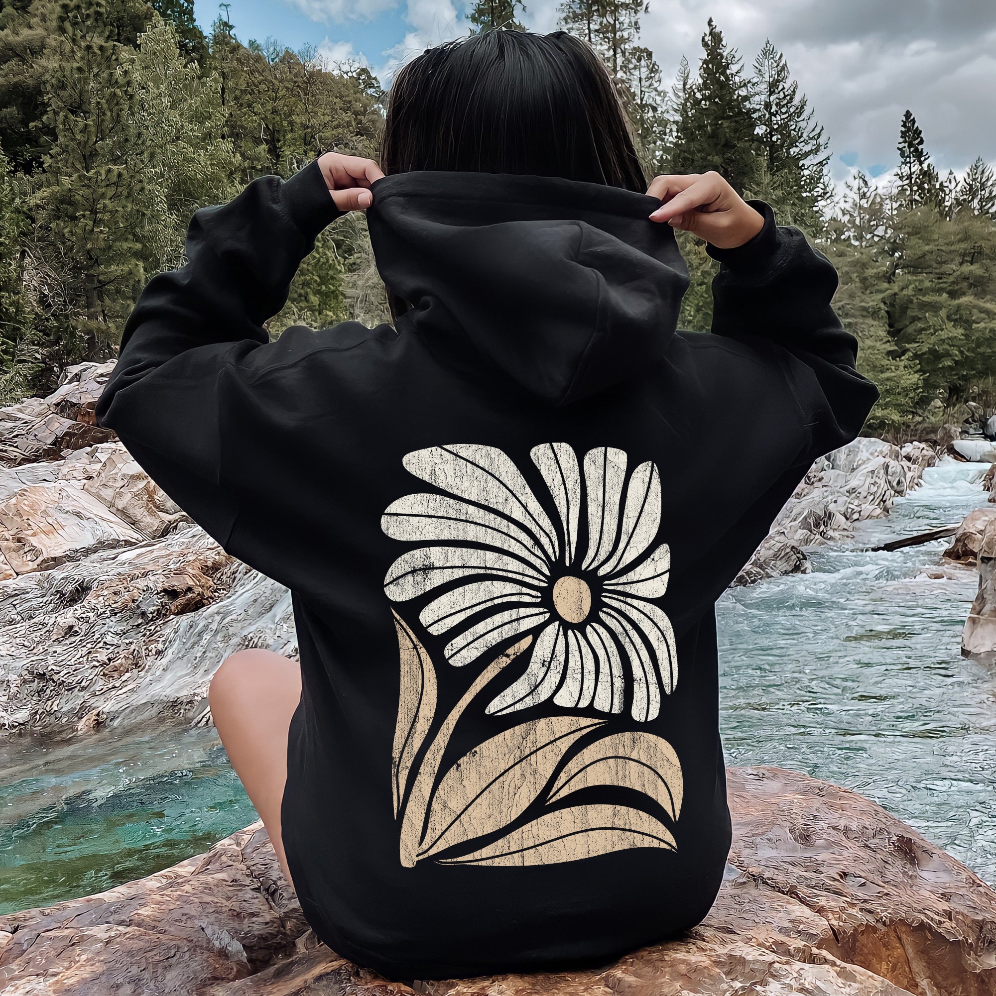 Retro Flower, Bold Floral, Boho Hoodie | Refinery Number One