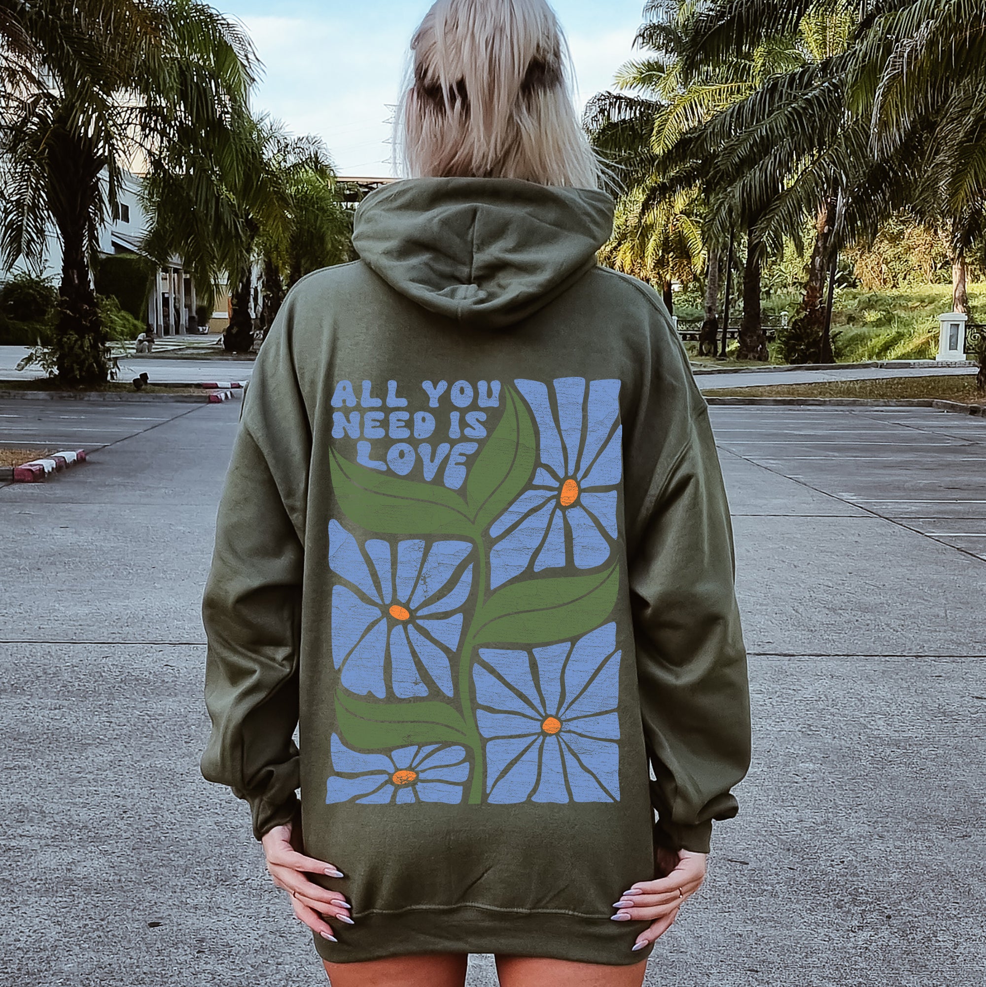 All You Need Is Love, Retro Flowers Hoodie | Refinery Number One