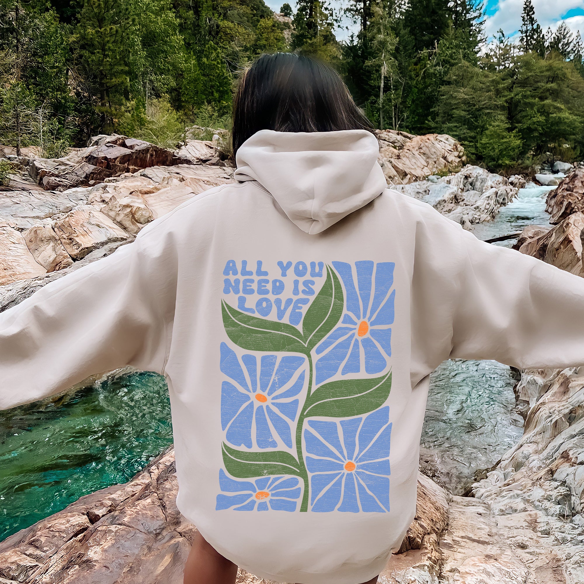 All You Need Is Love, Retro Flowers Hoodie | Refinery Number One
