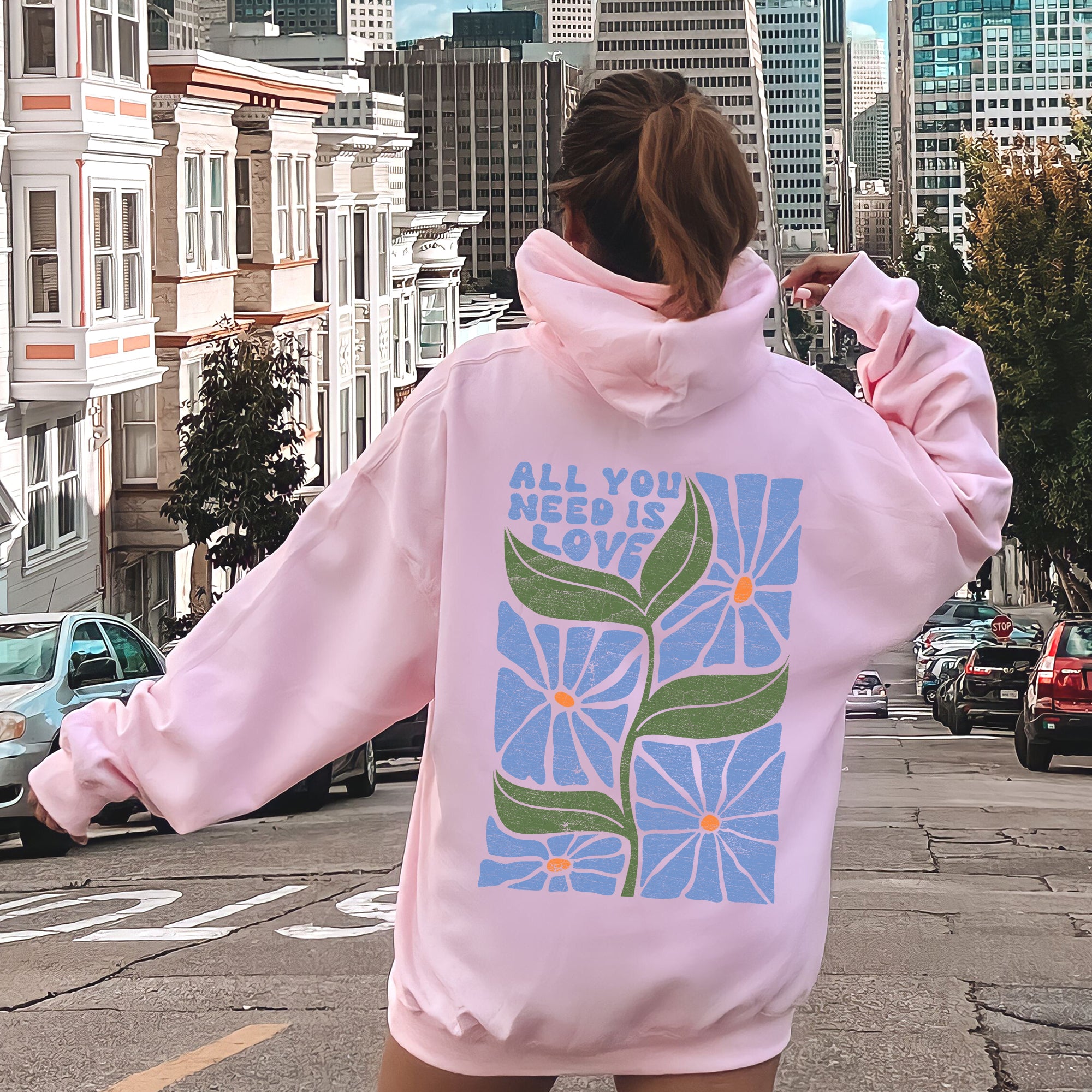 All You Need Is Love, Retro Flowers Hoodie | Refinery Number One