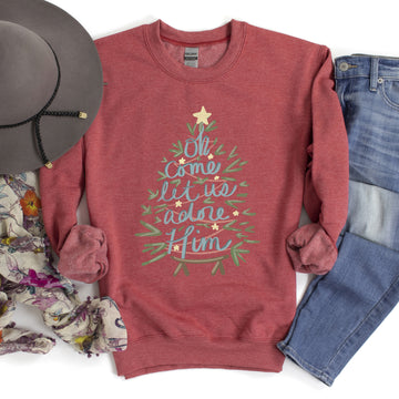 Oh Come Let Us Adore Him, Christmas, Religious, Christian, Carol Sweatshirt