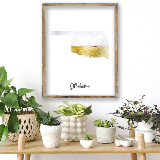 Oklahoma Watercolor Map