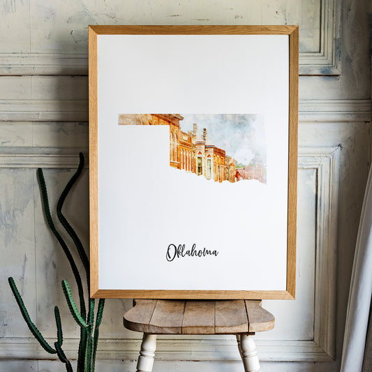 Oklahoma Watercolor Map