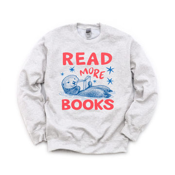 Otter Reading Book graphic on Gildan 18000 in Ash