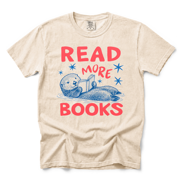 Otter Reading Book graphic on Comfort Colors 1717 in Ivory
