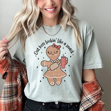Out Here Looking Like A Snack, Gingerbread Girl, Stanley, Christmas, Comfort Colors Tshirt