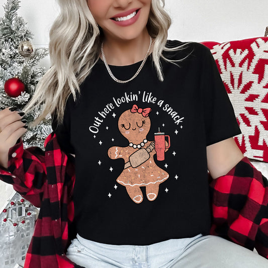 Out Here Looking Like A Snack, Gingerbread Girl, Stanley, Christmas Super Soft Tees