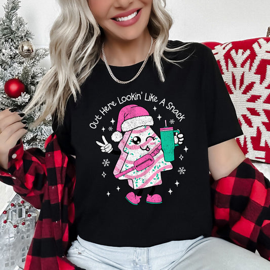 Out Here Looking Like A Snack, Pink Little Debbie, Stanley, Christmas Super Soft Tees