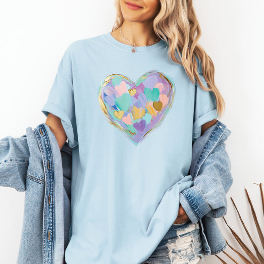 Painted Heart, Pastels, Easter, Bunny, Jesus, Rabbit, Holiday Tshirt