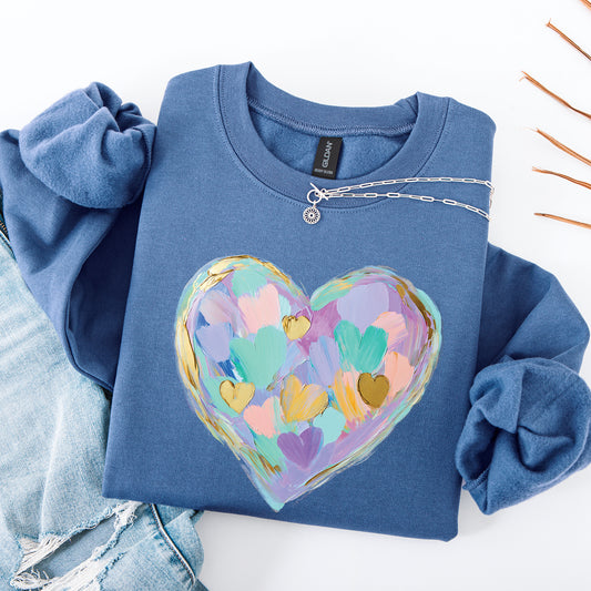 Painted Heart, Pastels, Easter, Bunny, Jesus, Rabbit, Holiday Sweatshirt