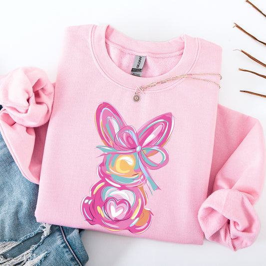 Painted Pastel Bunny, Easter, Bunny, Jesus, Rabbit, Holiday Sweatshirt