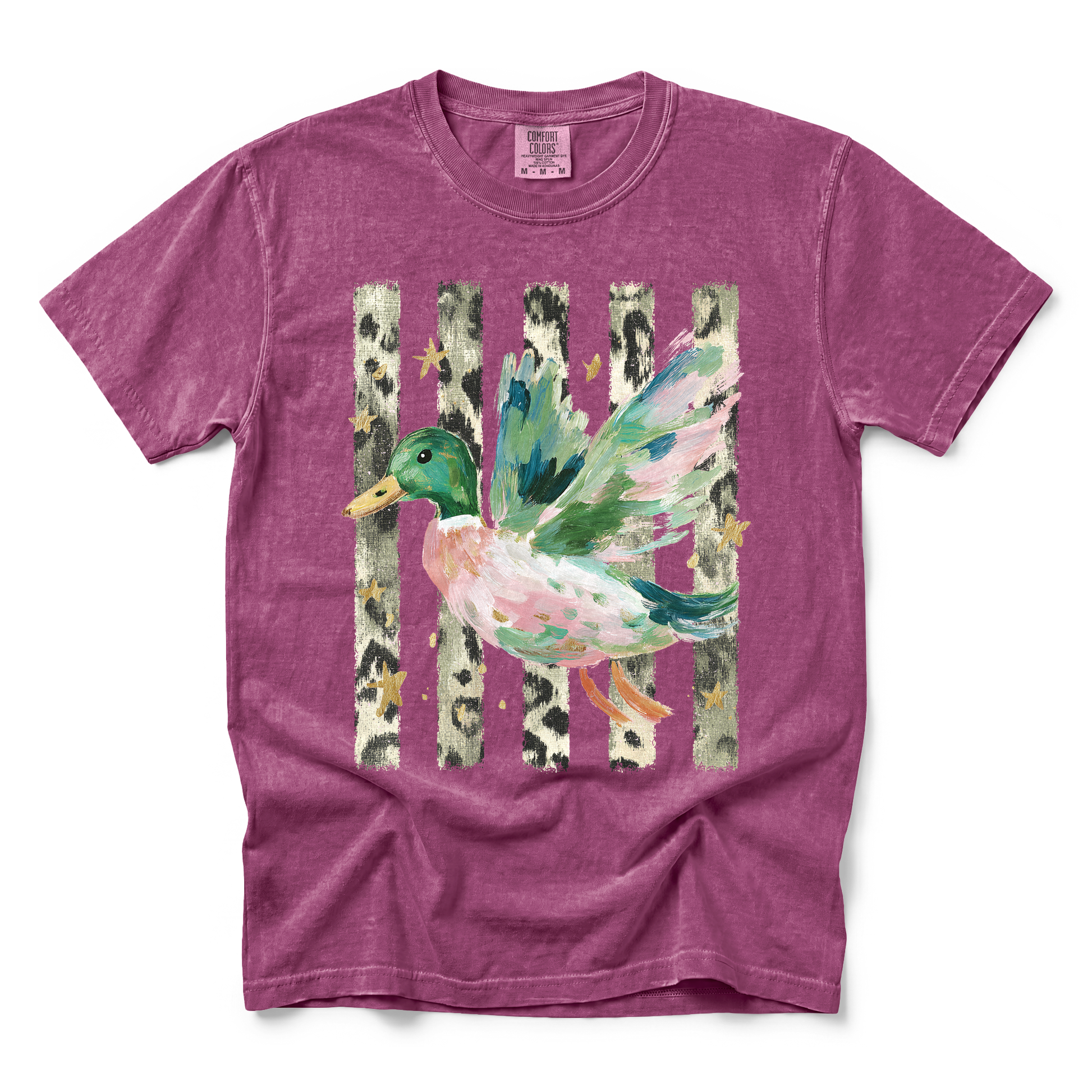 Painted Duck graphic on Comfort Colors 1717 in Berry