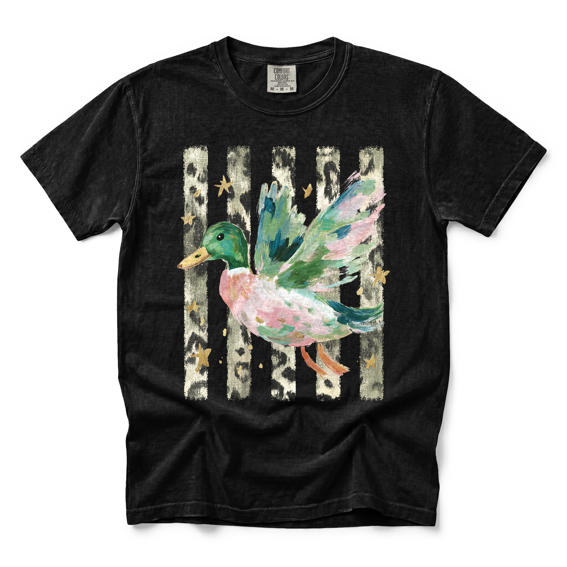 Painted Duck graphic on Comfort Colors 1717 in Black