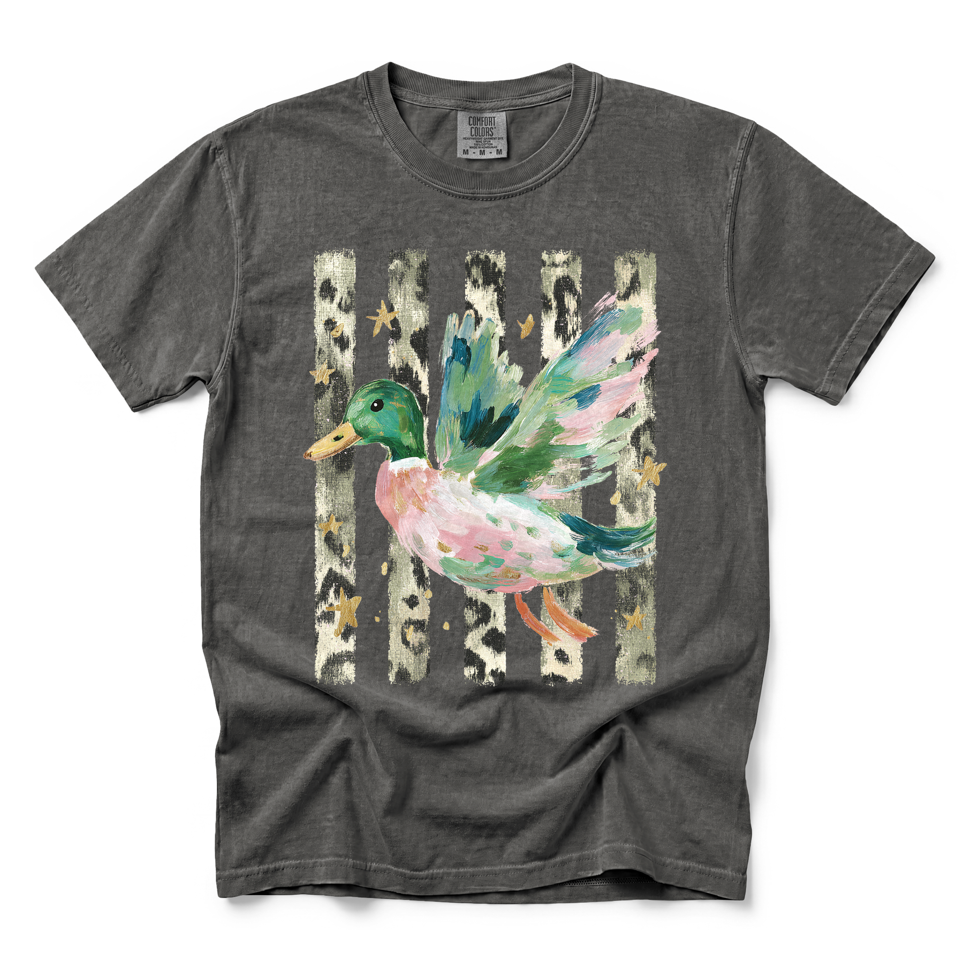 Painted Duck graphic on Comfort Colors 1717 in Pepper