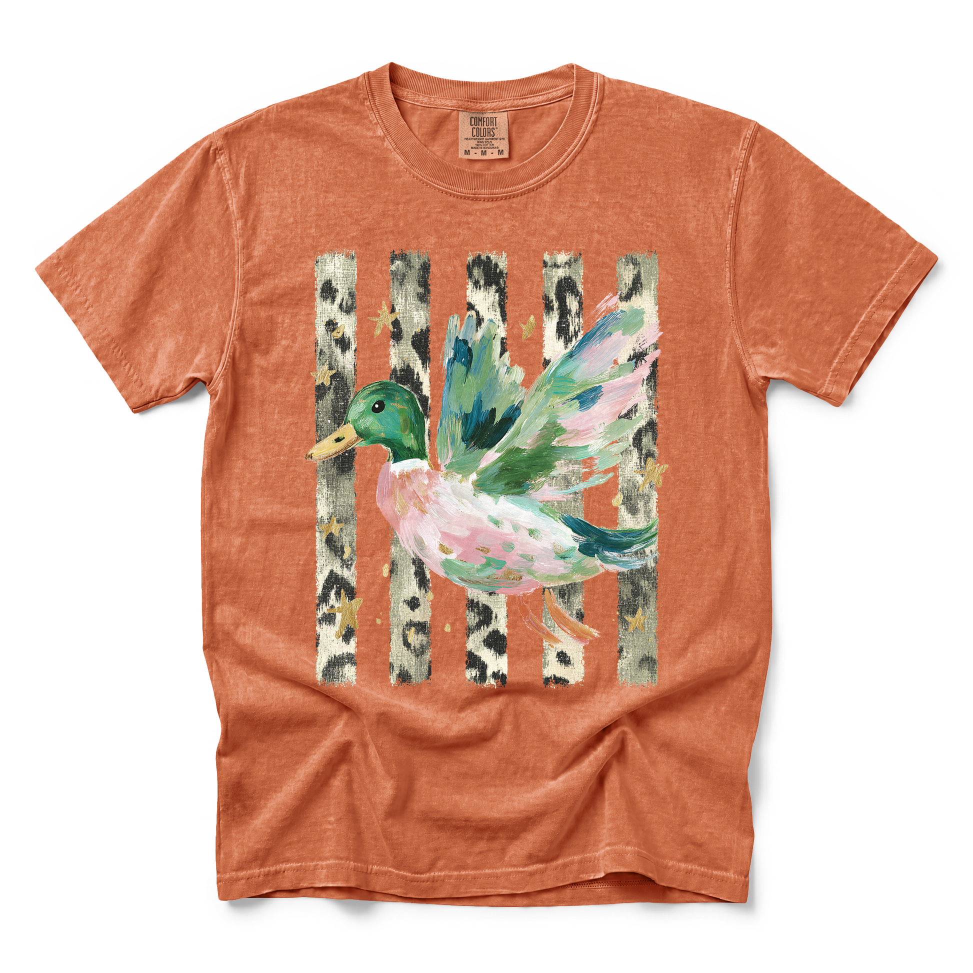 Painted Duck graphic on Comfort Colors 1717 in Yam