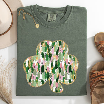Painted, Faux Glitter, St Patrick's Day, Shamrock, Clover, Lucky, Leprechaun Tshirt Comfort Colors T-Shirt