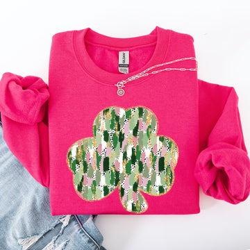 Painted, Faux Glitter, St Patrick's Day, Shamrock, Clover, Lucky, Leprechaun Sweatshirt