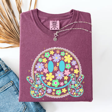 Pastel Retro Smiley Face, Beach Ready, Vacation, Sunshine, Summer Fun Comfort Colors T-Shirt